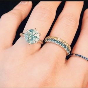 2ct blue moissanite 14k gold ring